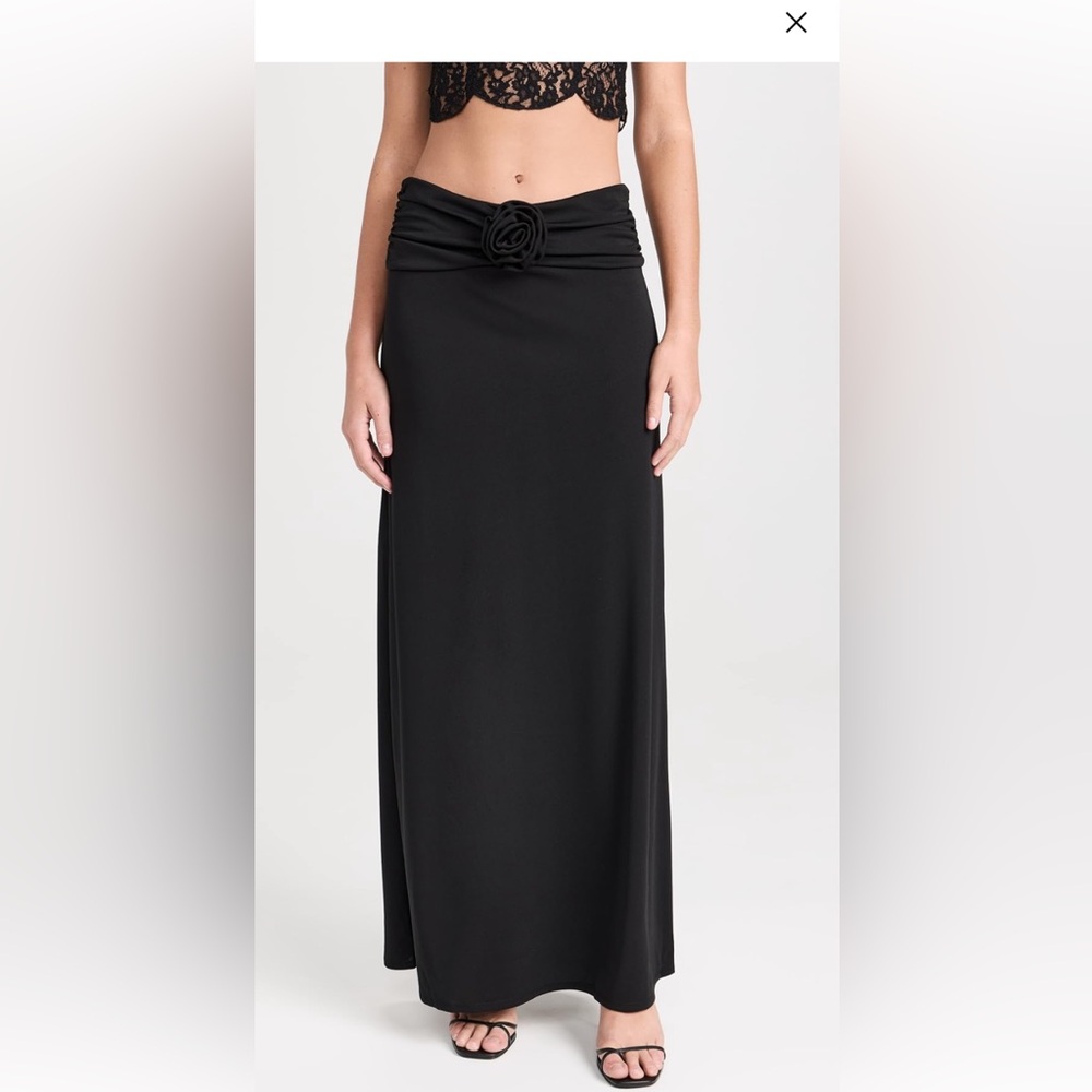 Classic Black Skirt with Rose Detail